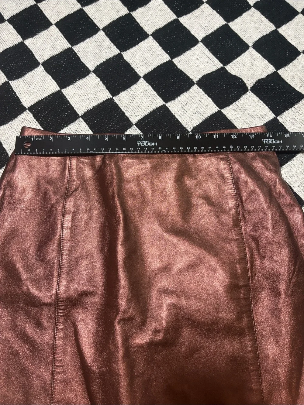 Vintage ESCADA Metallic Rose Gold Lambskin Leather Skirt Size EU 38
